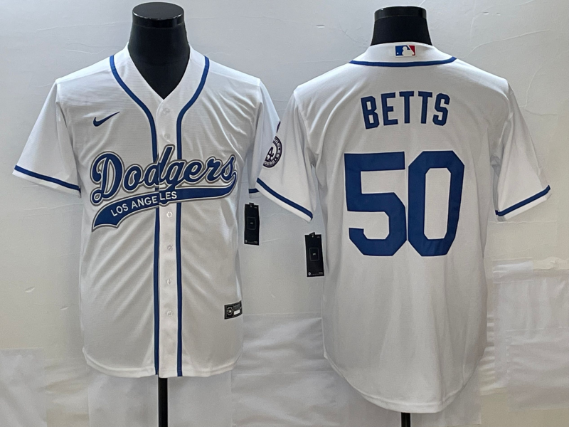 Men's Los Angeles Dodgers Mookie Betts #50 White Jersey Joint Edition